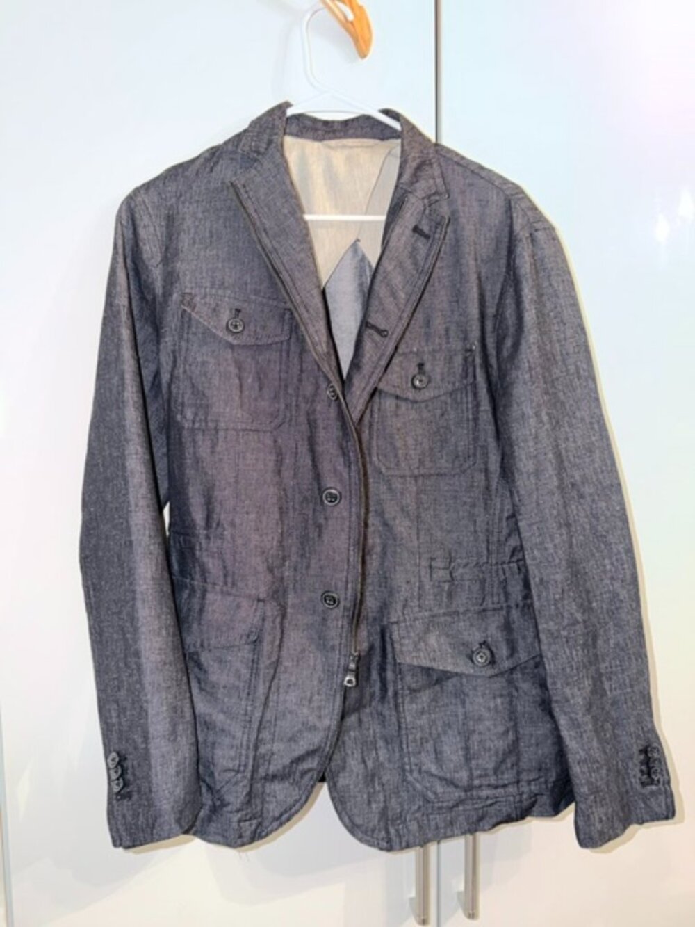 Banana Republic Heritage Jacket, Safari Style, Denim/Linen, Size 38, unisex